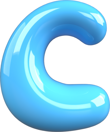 Blue 3D Bubble Gum Uppercase Letter C