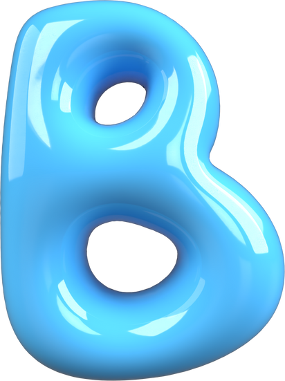 Blue 3D Bubble Gum Uppercase Letter B